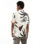 Superdry Hawaiian shirt in silhouette off white