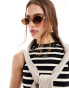 Mango sleeveless knitted stripe top in black