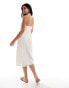 Vero Moda buttondown linen touch halter midi dress in cream