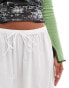 Monki slim elastic waistband with drawstring maxi skirt in white