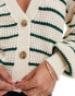 JDY knitted cardigan in cream with green stripe