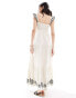 Miss Selfridge tiered maxi dress with embroidery detail in cream