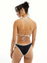 Free Society contrast stripe triangle bikini top in black and white