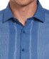 Men's Linen Blend Gradient Panel Short Sleeve Button-Down Shirt