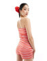 ASOS DESIGN bandeau top co ord in red stripe