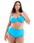 ASOS DESIGN Curve mix and match step front underwired bikini top in bright blue