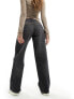 Weekday Ample low waist loose fit straight leg jeans in ash black