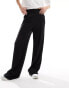 ASOS DESIGN Tall high waist seam detail trousers with linen in black