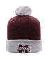 Men's Maroon, Gray Mississippi State Bulldogs Core 2-Tone Cuffed Knit Hat with Pom