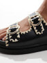 New Look chunky double strap buckle sandals in black