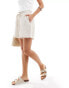 Object linen tie waist shorts in cream