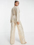 Style Cheat tie front sequin jumpsuit in gold