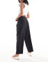 ASOS DESIGN Petite tailored barrel leg trouser in black