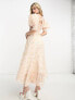 Sister Jane puff sleeve shirred midaxi dress in blush floral