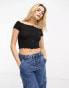 New Look ribbed bardot top in black