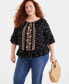 Plus Size Printed 3/4-Sleeve Top, Created for Macy's