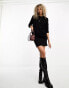 JDY slouchy longline jumper with side split in black