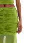 ASOS DESIGN co-ord slinky ruched fishtail maxi skirt in olive