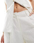 Pretty Lavish linen blend smart trouser co-ord in cream pinstripe