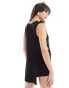 SNDYS knit rib open tie side sleeveless top co-ord in black