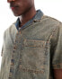 ASOS DESIGN relaxed revere washed denim shirt in brown