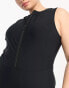 Simply Be open back zip through swimsuit in black