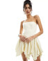 ASOS DESIGN structured bandeau mini dress with full skirt in ivory