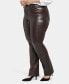 Plus Size Artificial Leather Marilyn Straight Pants