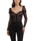 Women's Sweetheart Lace Trim Mesh Bodysuit