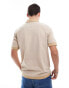 Jack & Jones Premium colour block pique polo in beige