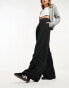 ASOS DESIGN seamed waist wide leg trouser in black stripe