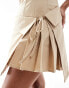 Extro & Vert Petite strappy tie skirt mini dress in stone