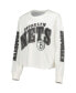 Women's Cream Brooklyn Nets Parkway Brush Back Long Sleeve Cropped T-shirt