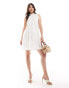 French Connection mini dress with frill detail in white