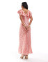 Never Fully Dressed Petite Tilda gold fleck ruffle maxi dress in pink