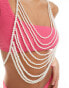 ASOS DESIGN body harness with layered graduated faux freshwater pearl design