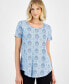 Petite Marrakesh Medallion Scoop-Neck Top, Created for Macy's