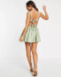 ASOS DESIGN strappy mini skater sundress in sage green