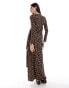 ASOS DESIGN crinkle long sleeve maxi dress in leopard print