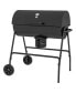 Barrel Charcoal BBQ Grill Trolley Wheeled Barbecue Smoker, Black