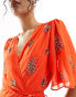 Hope & Ivy wrap embellished maxi dress in orange