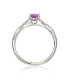 Pink Sapphire & Lab-Grown White Sapphire Crossover Twist Engagement Ring in Sterling Silver by Suzy Levian