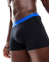 ASOS DESIGN 2 pack trunks with contrast waistband in black