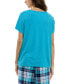 Women's Short-Sleeve Ribbed Henley Sleep Top