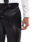 ASOS DESIGN wide suit trouser in black satin