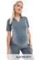 Mamalicious Maternity mix & match ribbed jersey polo co-ord in asphalt