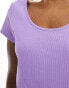 Monki short sleeve fitted top with scoop neck in purple