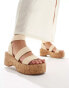 ASOS DESIGN Tangle elasticated chunky wedges in natural