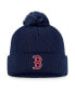 Women's Navy Boston Red Sox Run The Bases Long Sleeve T-shirt and Cuffed Knit Hat with Pom Combo Set