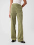 Mid Rise Loose Khaki Cargo Pants